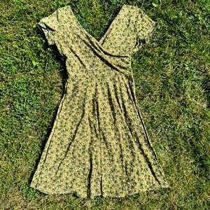 Floral Green Wrap Dress